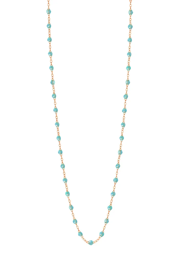 Sautoir Classique Gigi Or Rose Et Résines Aqua 86cm – Image 2