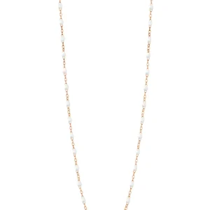 Sautoir Classique Gigi Or Rose Et Résines Blanches 86cm
