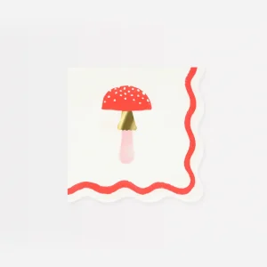 Lot De 16 Serviettes Petit Modèle Champignons