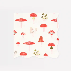 Lot De 16 Serviettes Grand Modèle Champignons