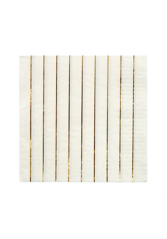 16 Serviettes Blanches Et Dorées Grand Modèle – Image 2