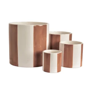 Set De 4 Pots Rayures Marrons