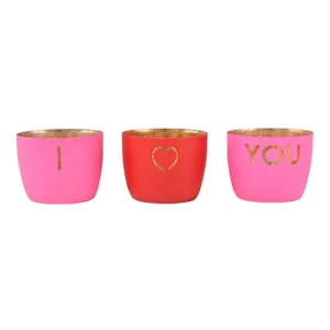 Set De 3 Photophores Madras I Love You Roses Et Rouge