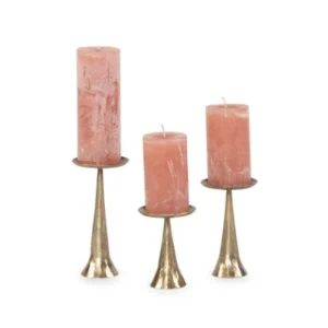 Set De 3 Bougeoirs En Laiton