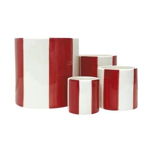 Set De 4 Pots Rayés Rouge