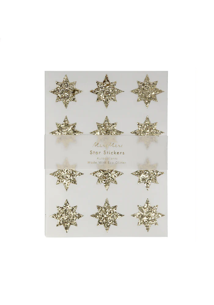 8 Feuilles De Stickers Etoiles 8 Branches Paillettes Dorees – Image 2