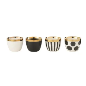 Lot De 4 Tasses Noires Et Blanches