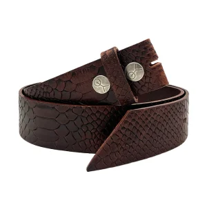 Tige De Ceinture Cuir Preto Python Marron