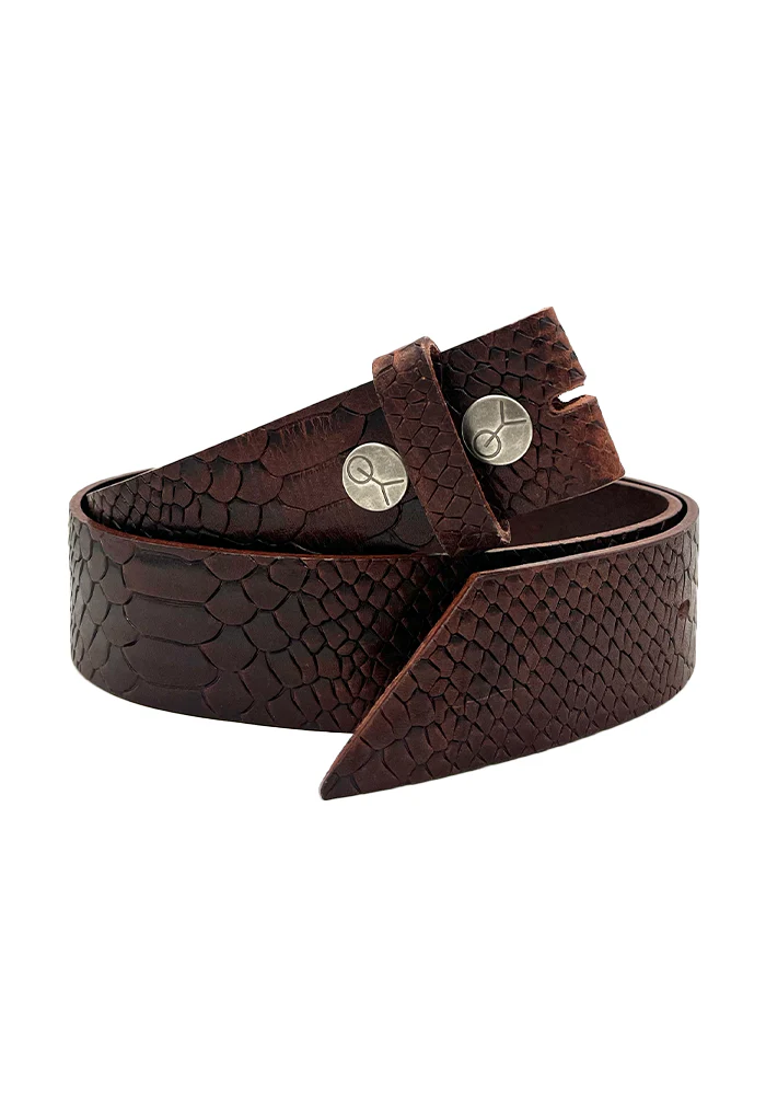 Tige De Ceinture Cuir Preto Python Marron – Image 2