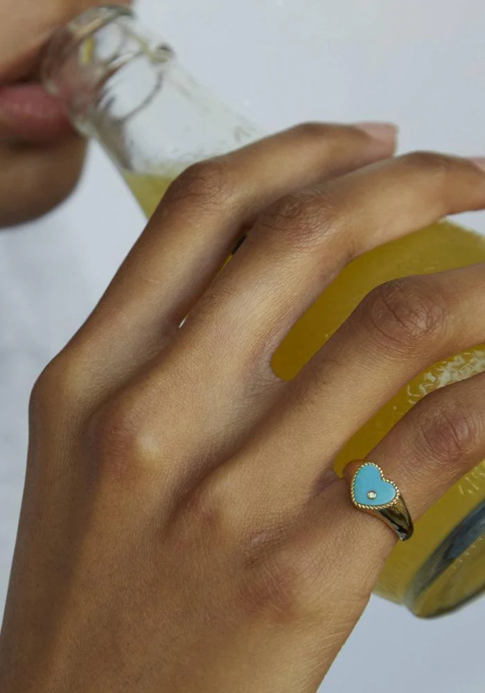 Baby Chevalière Coeur Turquoise – Image 4