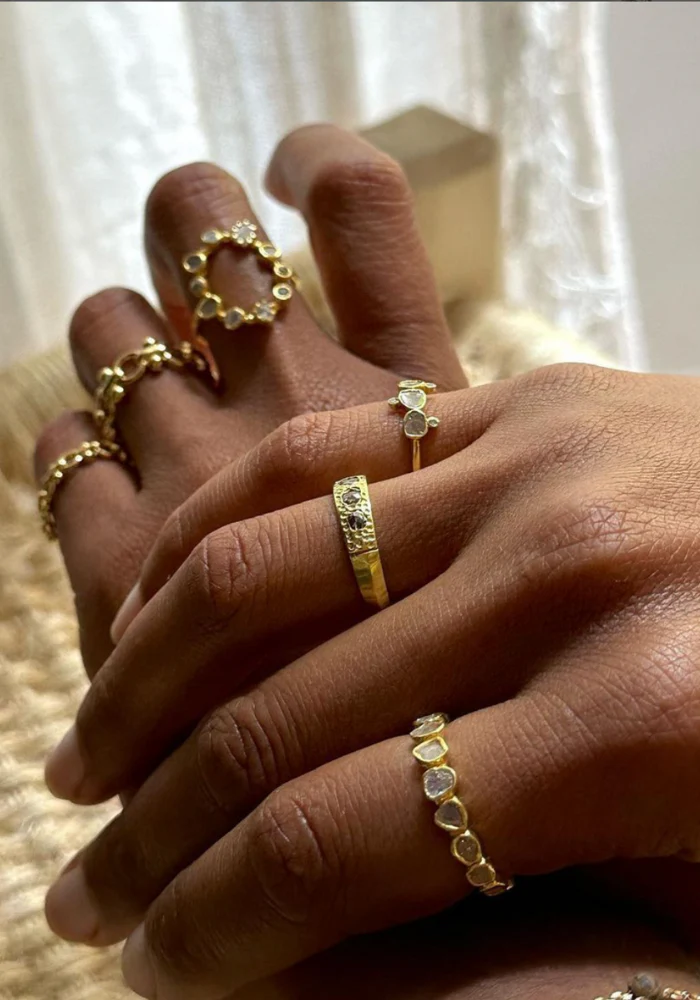 Bague Alliance Tout Diamants Polki Sertis – Image 3