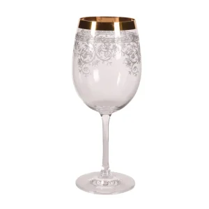 Verre A Vin Ciselé Avec Bords Dorés